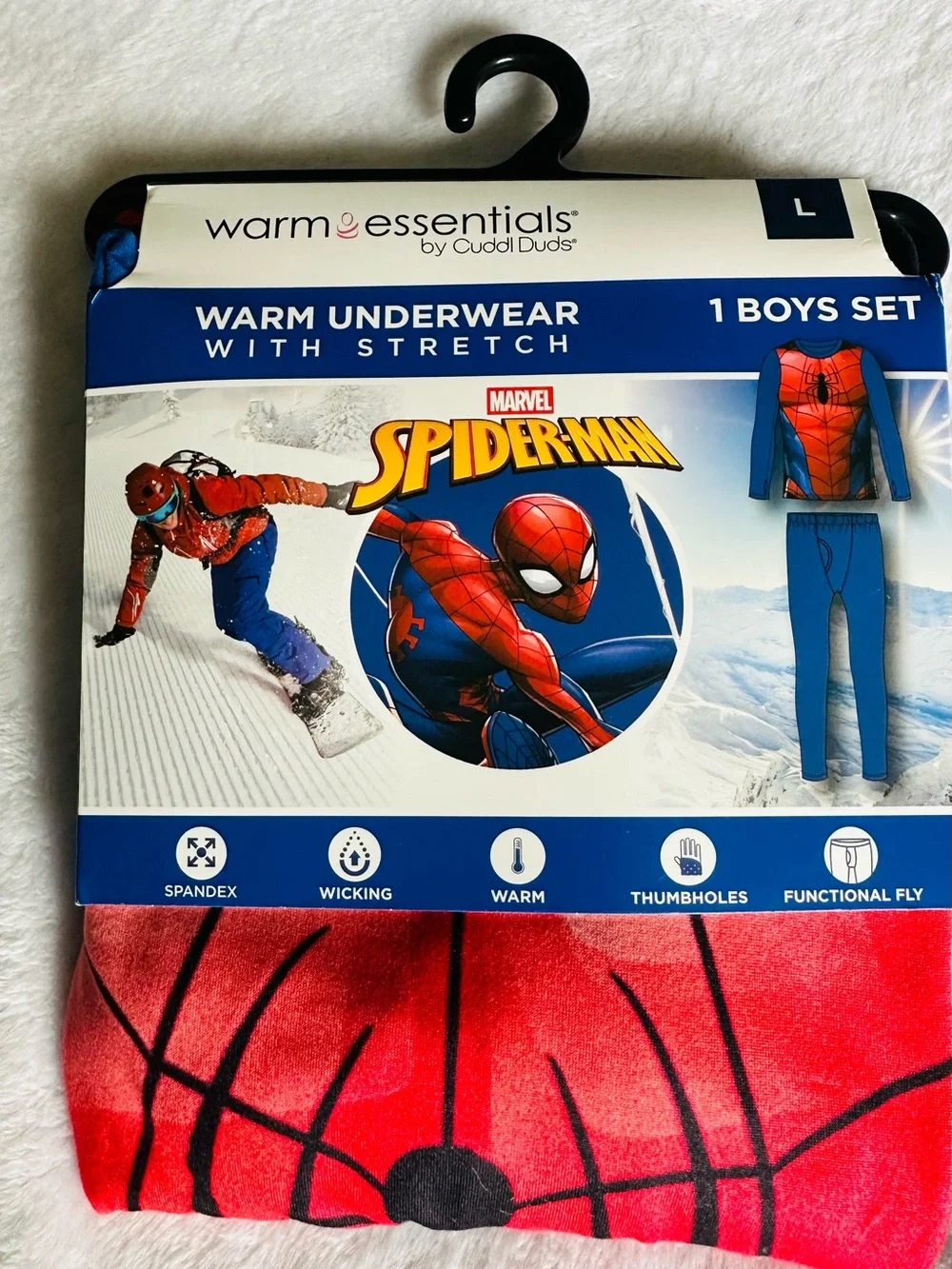 Cuddl Duds Blue and Red Spider Kids Pajama Set
